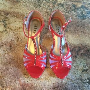 LILY - WOMEN'S RED DANCE/SALSA/DRESS/BALLROOM SHOES Size: 24 1/2 = 7.5 - 8 USA